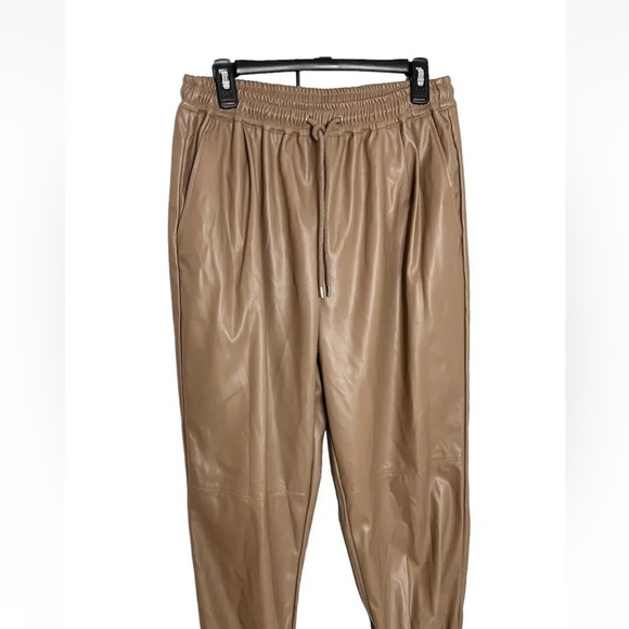 Women’s casual drawstring faux leather jogger pant with pockets Size XL NWT - Picture 4 of 5